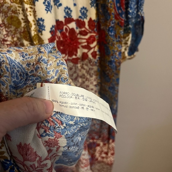 Zara bandana patchwork midi cotton dress fall colours L - Picture 7 of 7